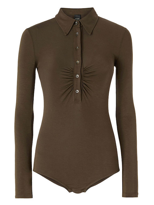 Long Sleeve Bodysuit Polo Hardy Slim Fit Coffee
