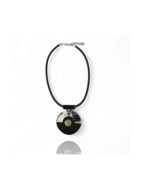 Women's Resin Circle Necklace with 5mm Rubber Cord