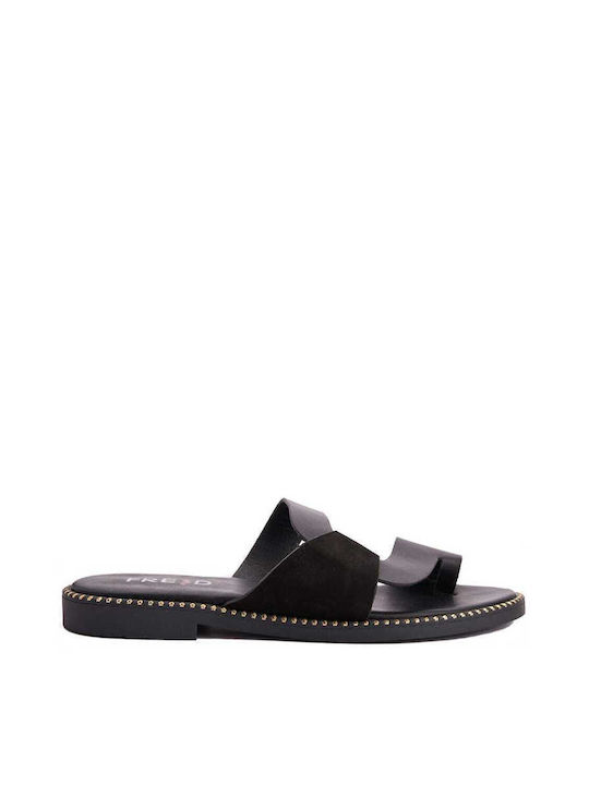 Keep Fred Leather Women's Flat Sandals in Black Color