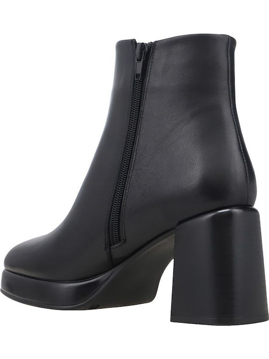 Leder Stiefeletten Damen BLACK