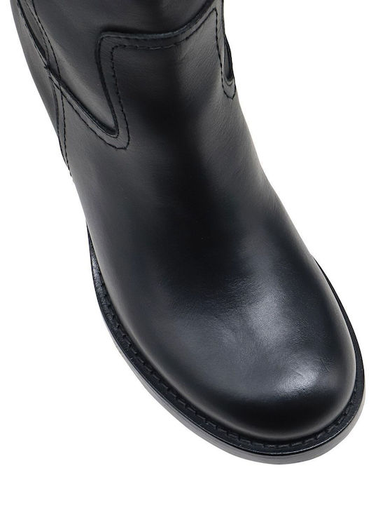 Leder Stiefeletten Damen Schwarz