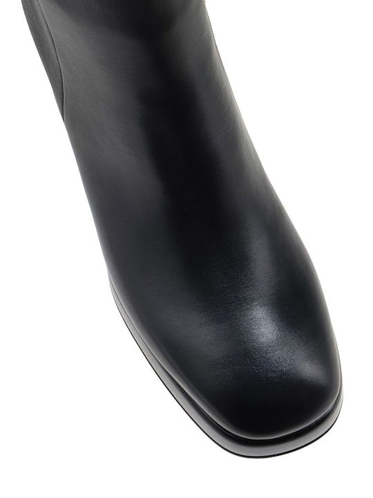 Leder Stiefeletten Damen BLACK