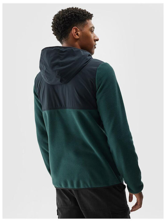 4F Men's Sweatshirt Jacket with Hood and Pockets Green