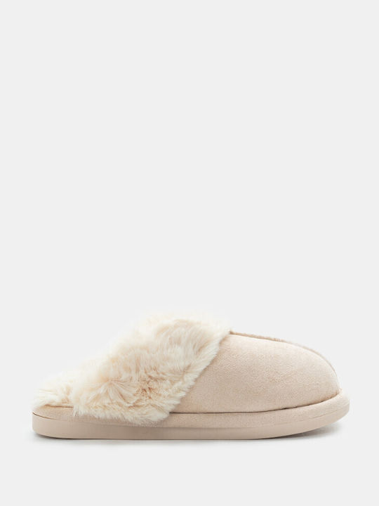 Luigi Winter Women's Slippers with fur in Beige color