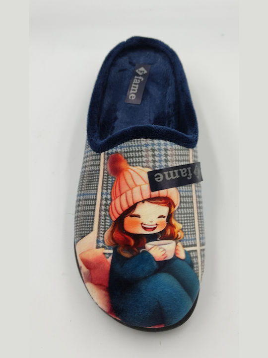 FAME Winter Women's Slippers in Blue color