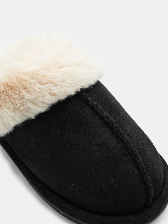 Luigi Winter Women's Slippers with fur in Black color