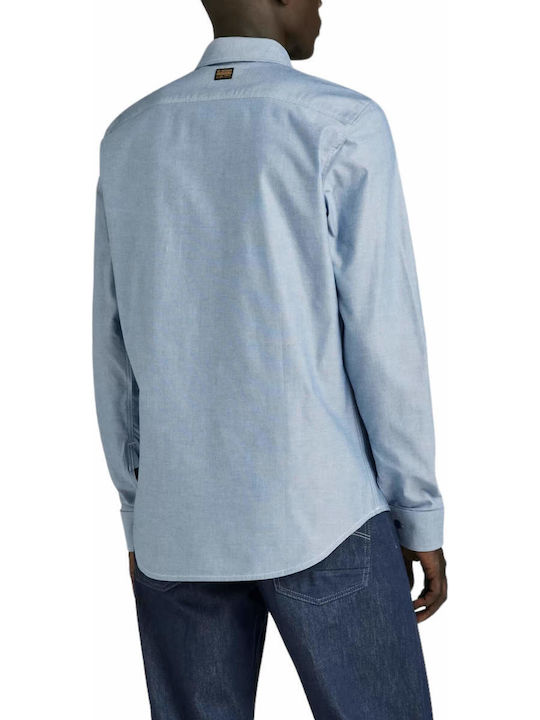Marine Langärmlig Baumwolle Hemd Light Blue