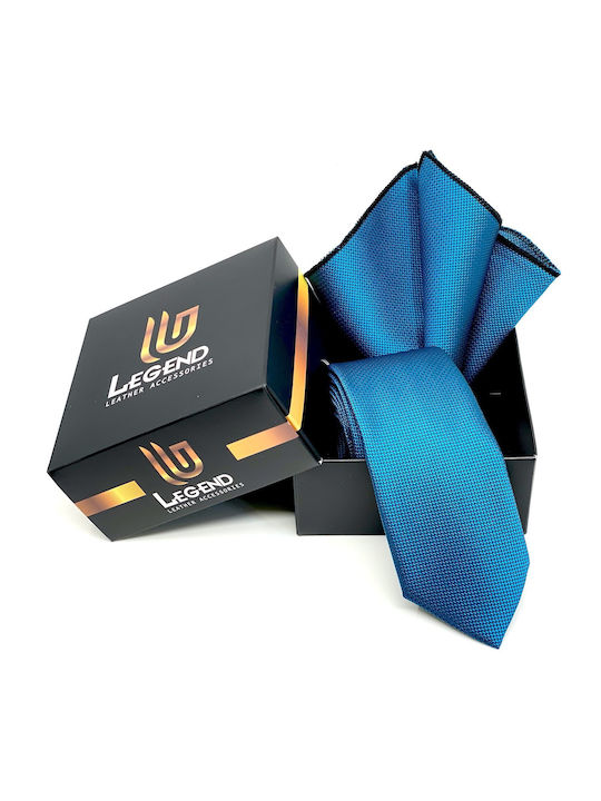 Legend Accessories Σετ Ανδρικής Γραβάτας Μονόχρωμη σε Γαλάζιο Χρώμα