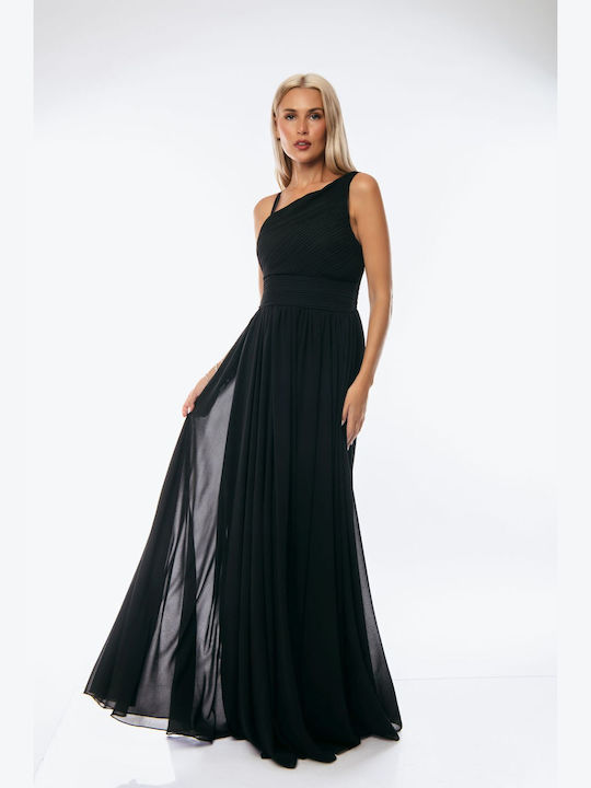 One Shoulder Black Dress One Size