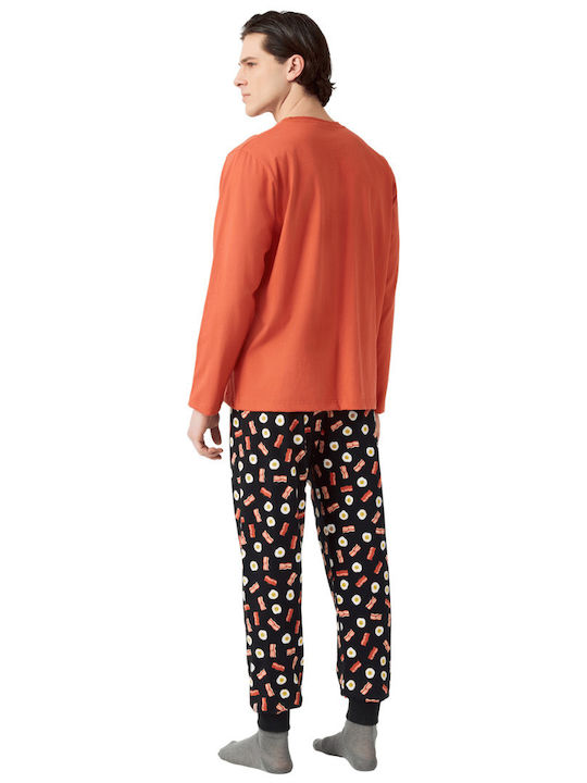 Minerva Men's Winter Cotton Pajamas Set Terracotta