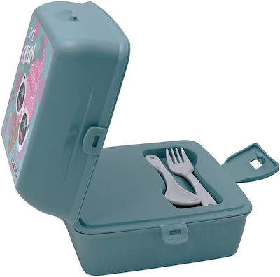 Kids' Food Container with Compartments and Spoon-Fork Green