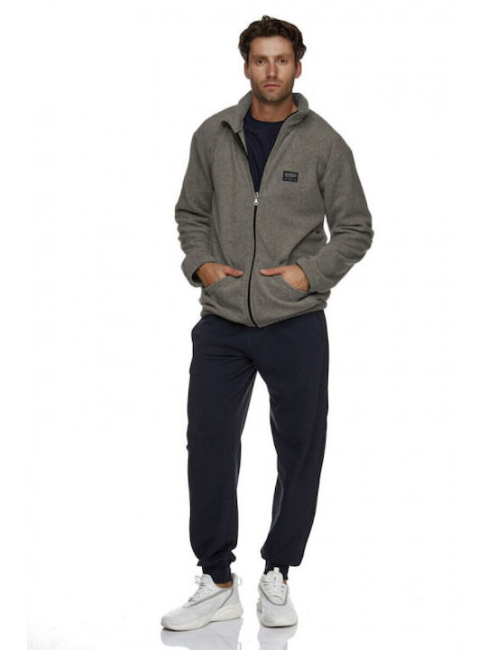 Bodymove Herren Sweatshirt Jacke mit Taschen Ανοιχτό Γκρι -6