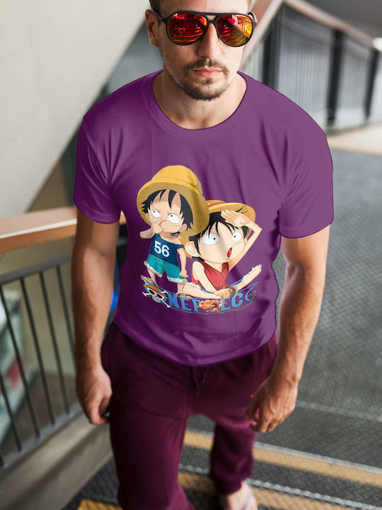 Characters Tricou One Piece Violet Bumbac