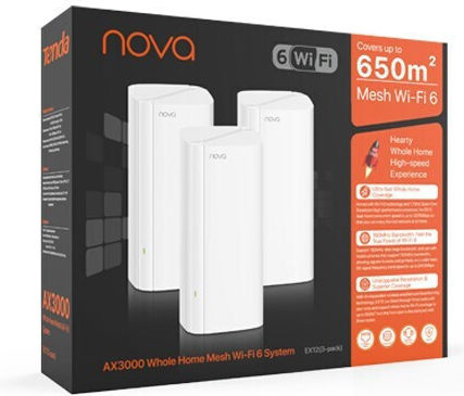 Tenda EX12 WiFi Mesh Network Access Point Wi‑Fi 6 Dual Band (2.4 & 5GHz) σε Τριπλό Kit Λευκό