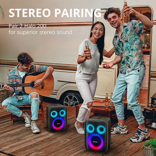 Tronsmart Ηχείο Karaoke με Ασύρματα Μικρόφωνα και Εφέ Φωτισμού Halo 200 Μαύρο
