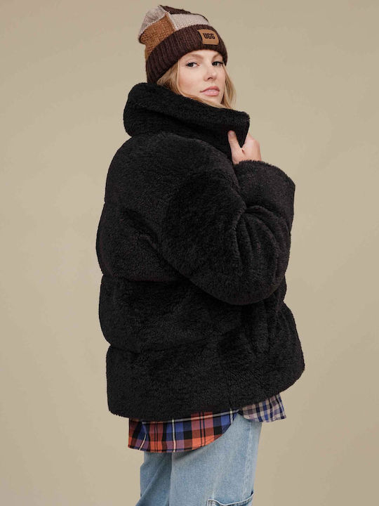 Ugg Australia Kurz Damen Puffer Jacke für Winter Schwarz