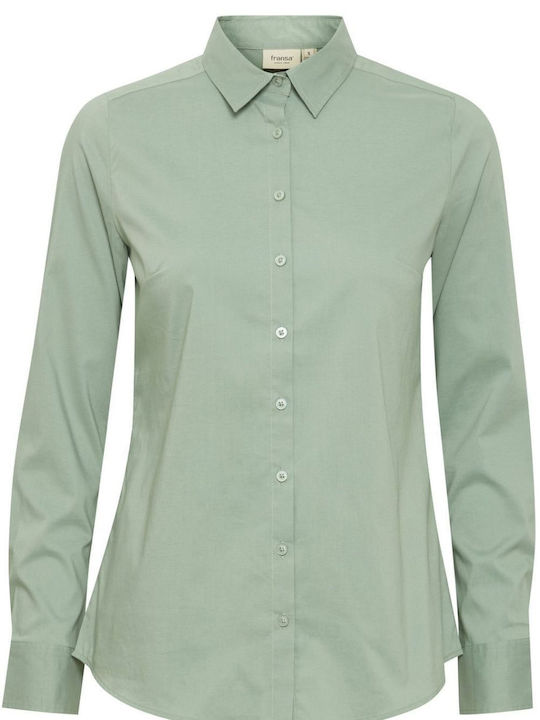 Fransa Women's Long Sleeve Shirt Green