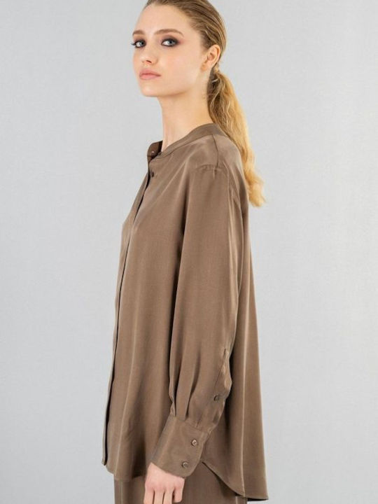 Philosophy Wear Langärmelig Damen Hemd Olive Brown