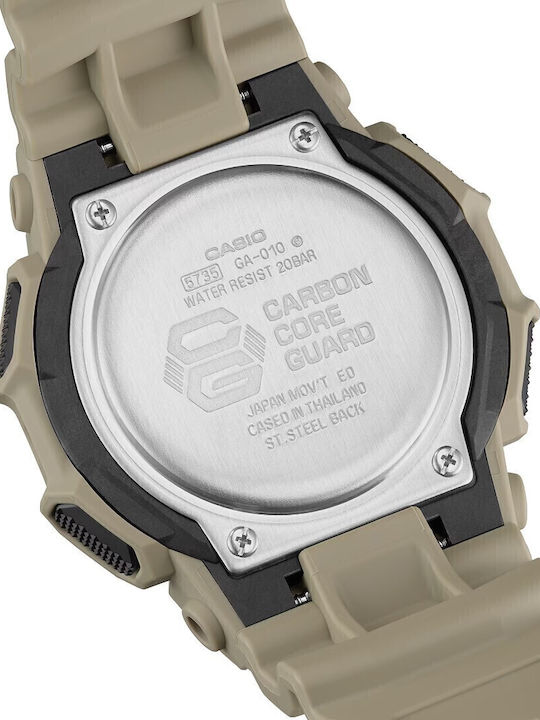 Casio G-shock Digital Men's Watch Chronograph Battery with Beige Rubber Strap