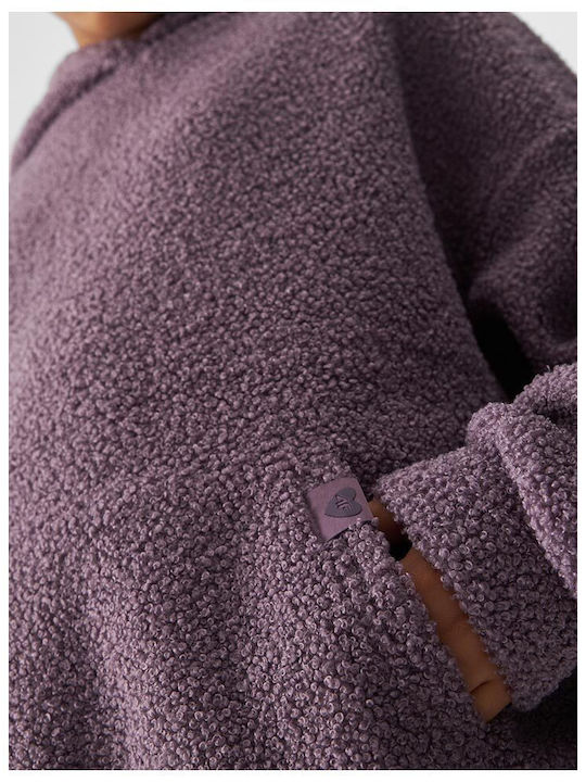 Kinder-Sweatshirt mit Kapuze und Taschen Lila