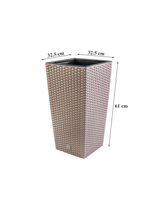 Prosperplast Vaze Pentru Plante Rattan Maro 32.5x32.5x61cm 2 Bucăți