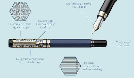 Waterman Edition Stilou Medium Roșu Din Alamă Cu Cerneală Albastră