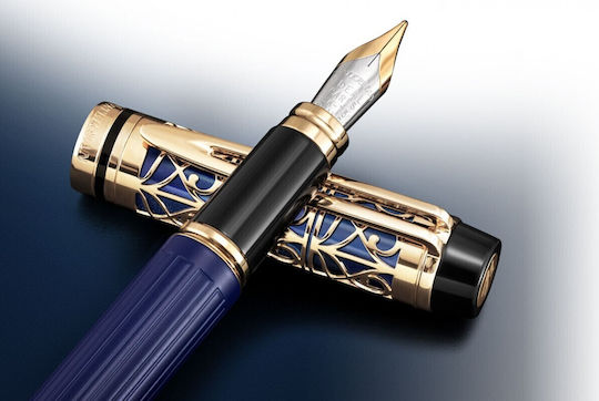 Waterman Edition Stilou Medium Roșu Din Alamă Cu Cerneală Albastră