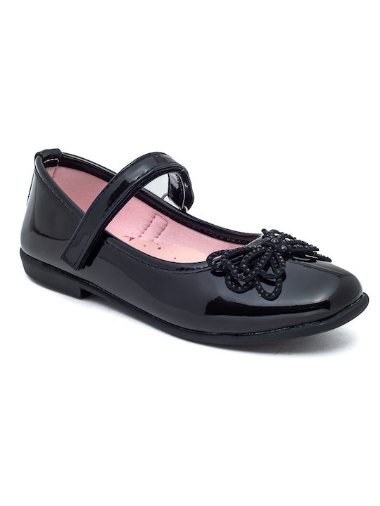 Marikelly Kids Patent Leather Ballerinas with Hoop & Loop Closure Black