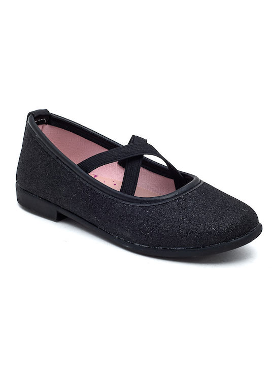 Marikelly Kids Ballerinas with Elastic Strap Black