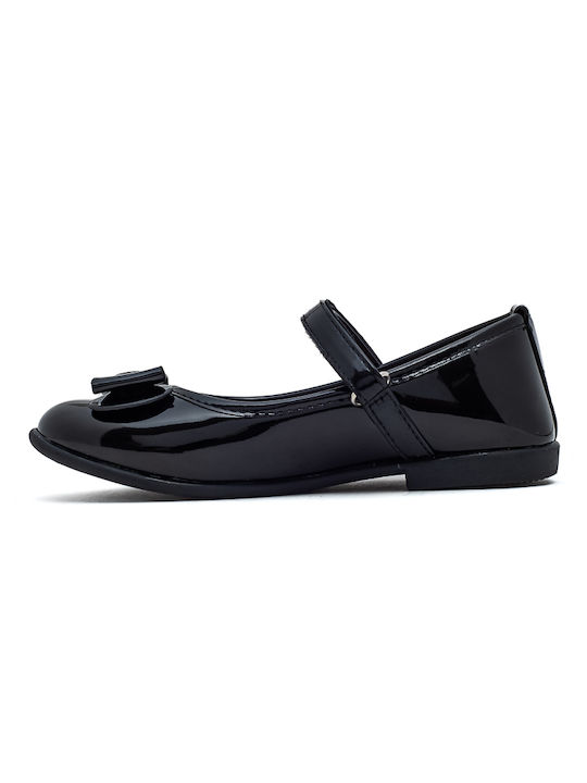 Marikelly Kids Patent Leather Ballerinas with Hoop & Loop Closure Black