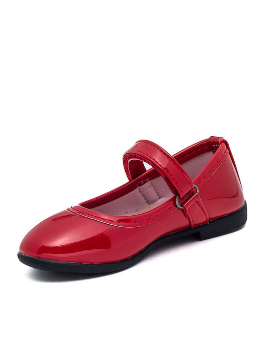Παιδικές Μπαλαρίνες mit Bügel- und Schleifenverschluss Lackleder Rot