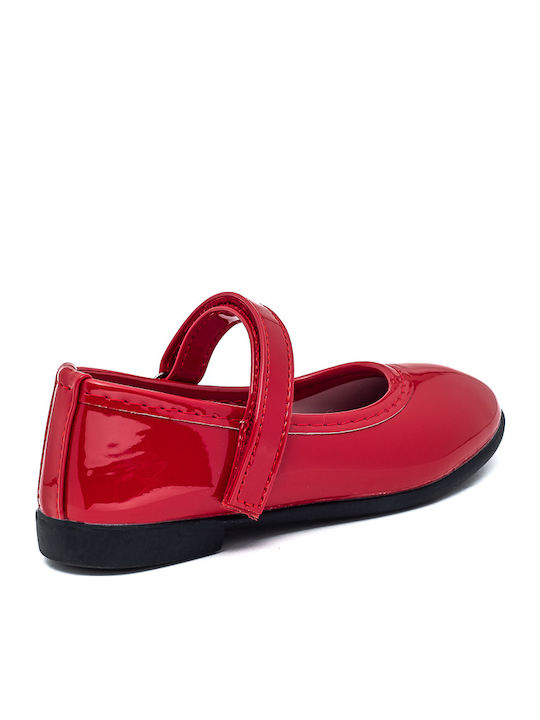 Παιδικές Μπαλαρίνες mit Bügel- und Schleifenverschluss Lackleder Rot