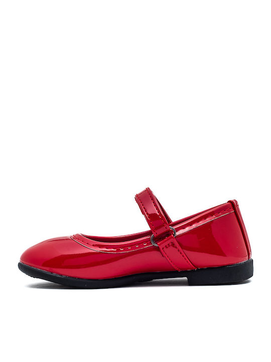 Παιδικές Μπαλαρίνες mit Bügel- und Schleifenverschluss Lackleder Rot