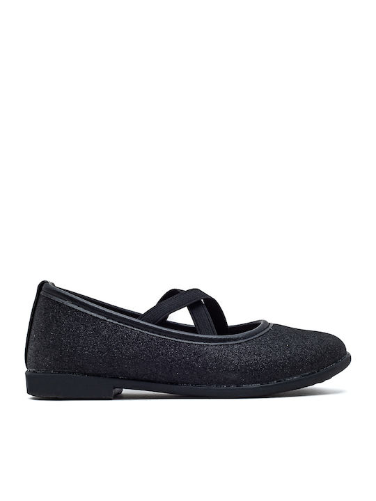 Kids Ballerinas with Elastic Strap Black