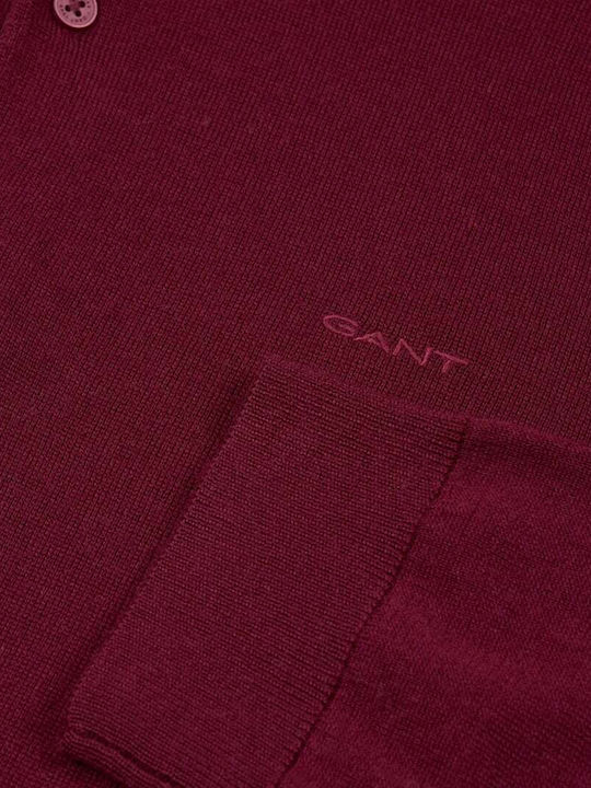 Gant Pulover Bărbătesc cu Mânecă Lungă Burgundy