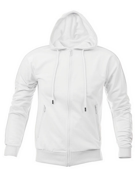 5Evenstar Men's Sweatshirt Jacket with Hood White