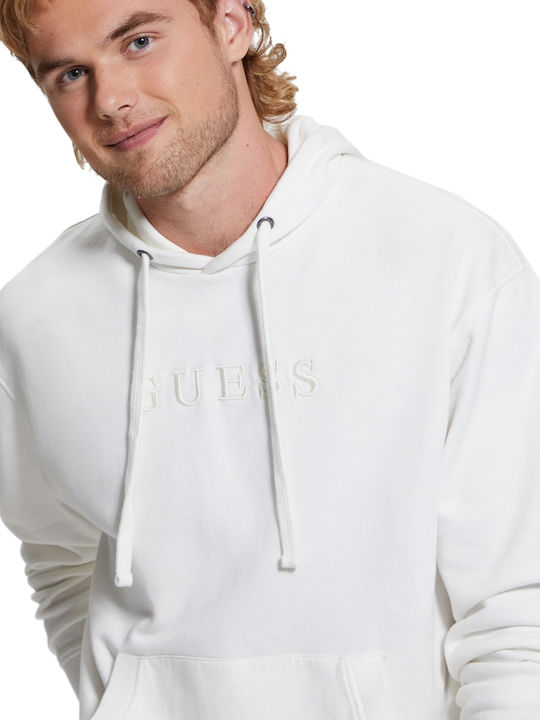 Guess Men's Sweatshirt with Hood Salt White Multi