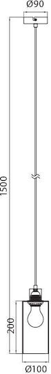 Vivalux Pendant Light Black with Socket E27 10x150cm