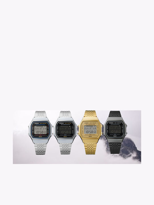 Casio Ψηφιακό Ανδρικό Ρολόι 37.9mm Χρονογράφος Μπαταρίας με Ασημί Μεταλλικό Μπρασελέ