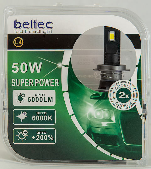 Beltec Audio Лампи Автомобила HB4-9006 LED 6000К Хладно бяло 9-16V 25W 2бр