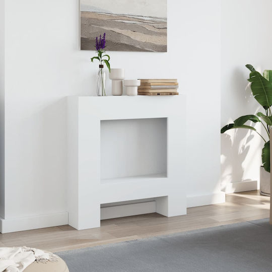 vidaXL Ecran de protecție pentru șemineu din metal 82x18x81cm Alb
