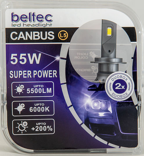 Beltec Audio Лампи Автомобила HB3 Canbus LED 5500К Хладно бяло 9-16V 55W 2бр