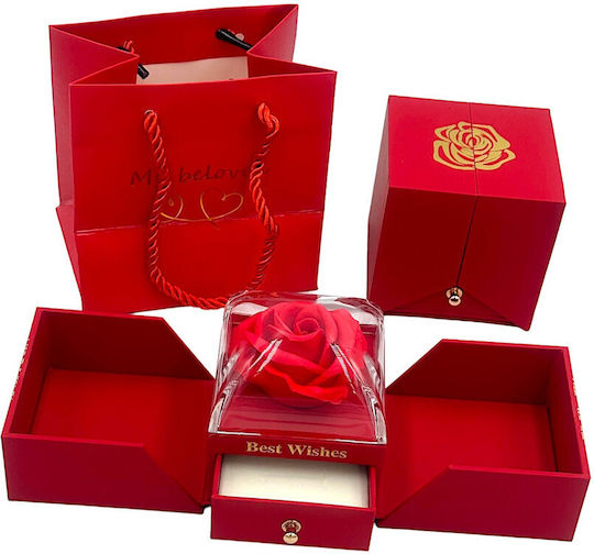 Red Rose Box Jewelry Case Valentine's Day 82307-2 Red