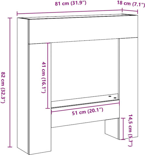 vidaXL 82x18x81cm