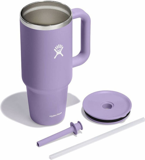 Hydro Flask Travel Tumbler Handled Tumbler Θερμός Ανοξείδωτο 1.18lt Moonshadow με Καλαμάκι και Λαβή