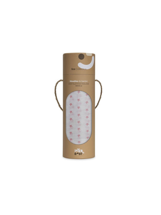 Interbaby Πάνα Αγκαλιάς από Μουσελίνα White, Pink 120x120εκ.