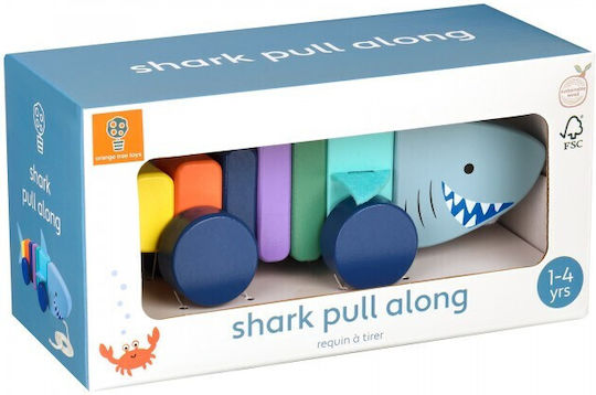Orange Tree Toys Συρόμενο Παιχνίδι Καρχαρίας από Ξύλο για 18+ Μηνών