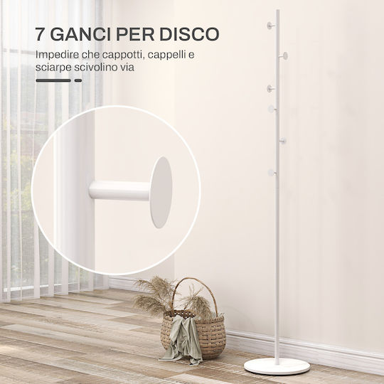 Homcom Freistehende Garderobe 6 Haken Stahlfuß Schieferweiß 837-508v00wt