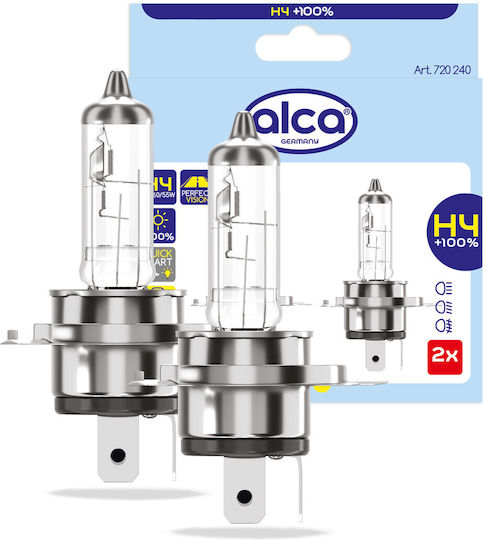 Bec Halogen Alca H4 100% Mai Multă Lumină Lampă Auto Sursă de Lumină Auto 12v 60w Bază P43t Pachet 2