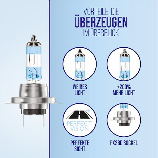 Alca Halogen Lamp H7 200% More Light Bulb Vehicle Lamp Car Lighting 12v 55w Base Px26d 2 Pieces